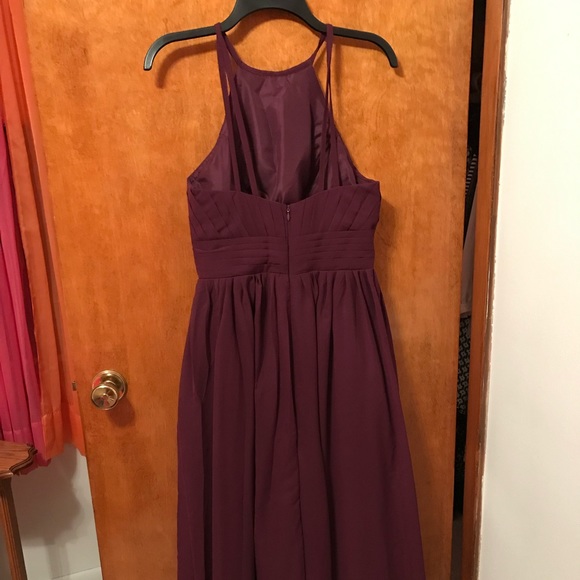 Brand new, never worn Noras long chiffon halter bridesmaid dress in plum, size 4 - Picture 5 of 5